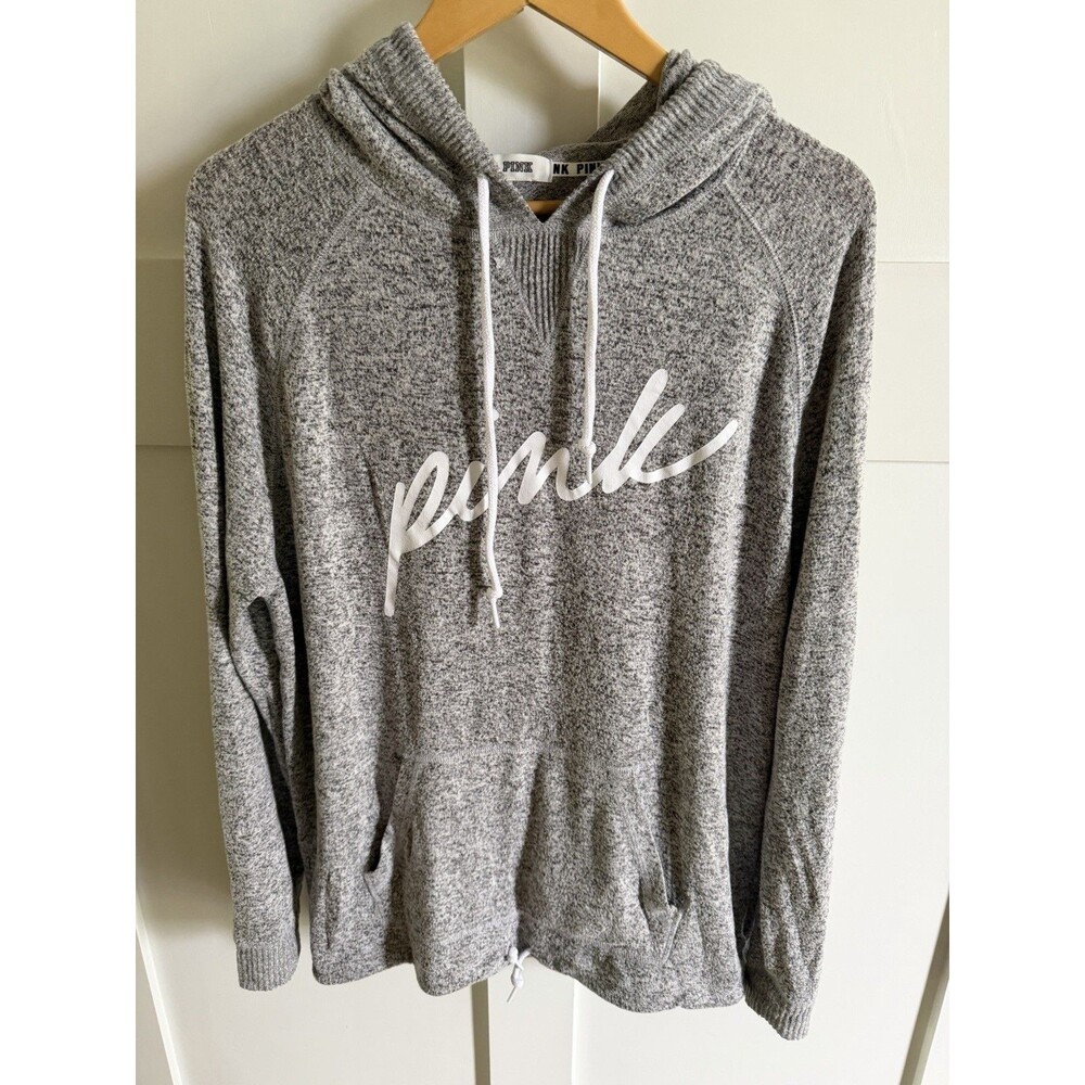 Women’s Victoria's Secret Pink Lightweight Gray Super Soft Hoodie Shirt Size Med